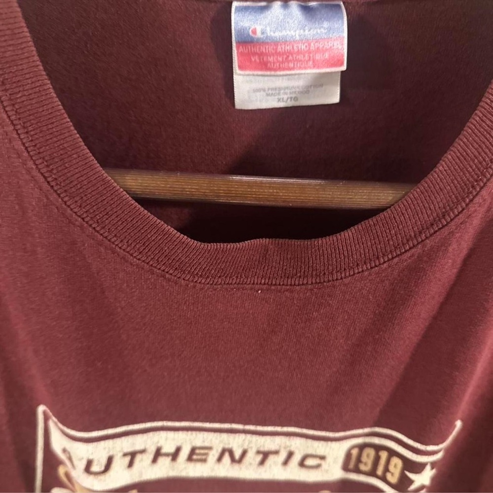VTG Y2K Champion Burgundy Graphic T-Shirt Size Men’s XL - Picture 3 of 6